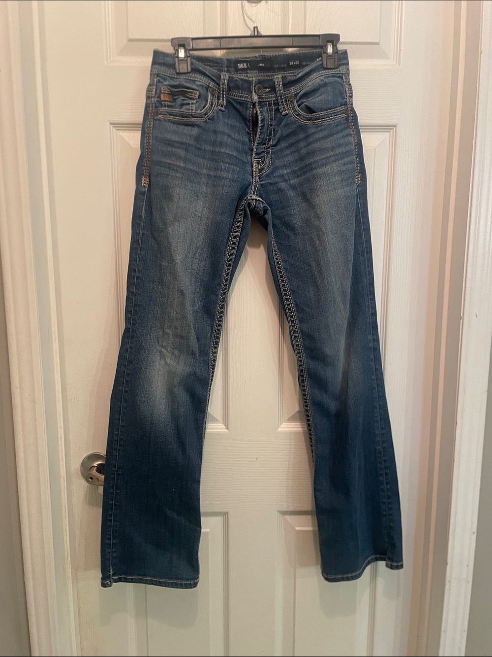 Men's BKE Jake 28x32 Dark Wash bootcut Jeans with Subtle Distressing